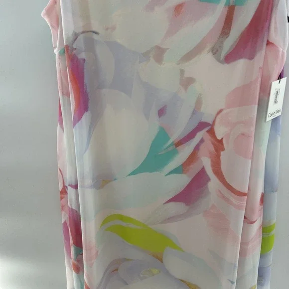 Calvin Klein Women's NWT Printed Trapeze Watercolor Flowy Dress Lined Size 18W - Picture 4 of 8